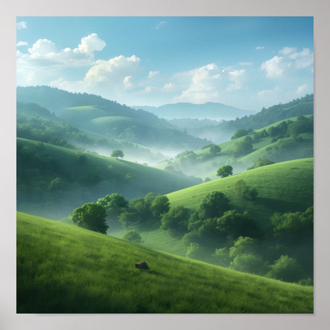 Poster Paysage de rêve de la vallée verte (Devant)