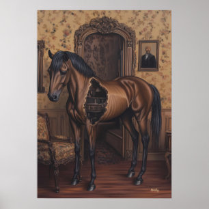 Poster Paysage de rêve surréaliste d'un cheval creux dans