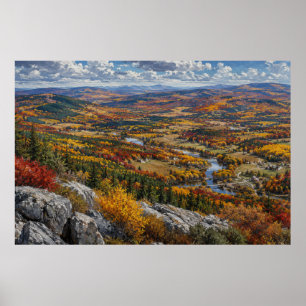 Poster Paysage de rivière automnale