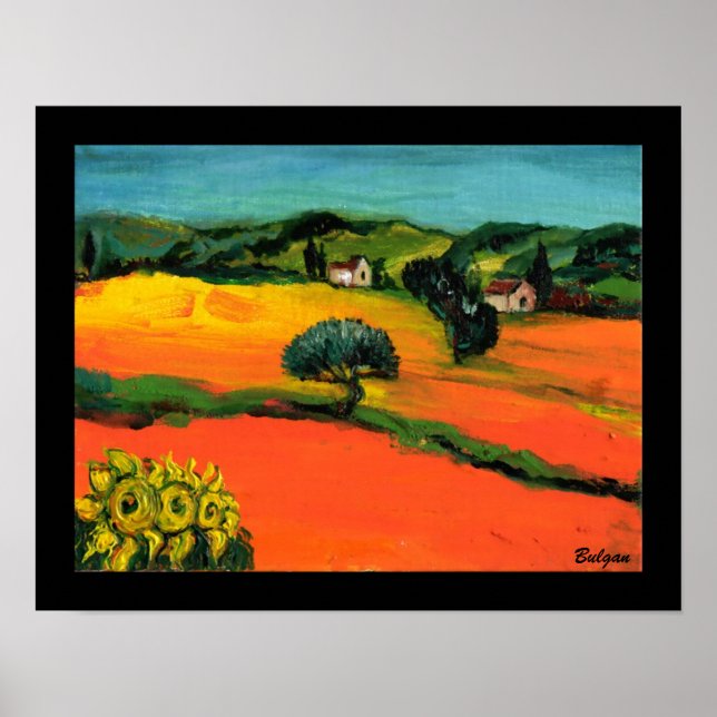 POSTER PAYSAGE DE TOSCANE AVEC DÉBORDEMENT (Devant)