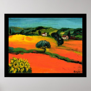 POSTER PAYSAGE DE TOSCANE AVEC TOURNESOLS