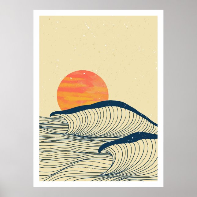 Poster Paysage de vagues océaniques (Devant)