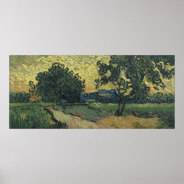 Poster Paysage de Van Gogh au crépuscule (Devant)