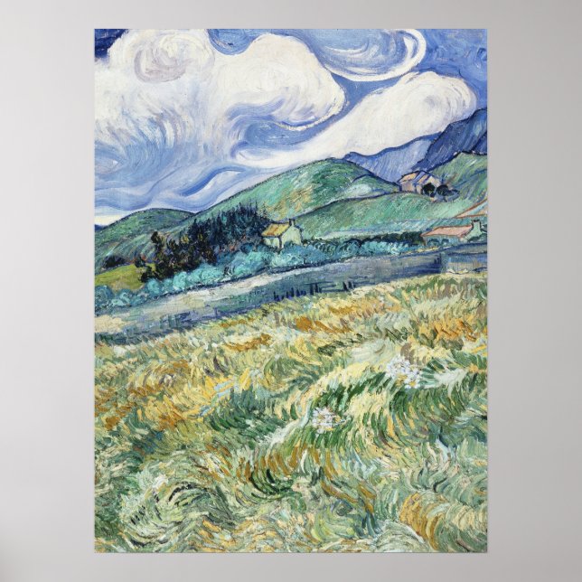 Poster Paysage de Van Gogh de Saint-Rémy (1889) (Devant)