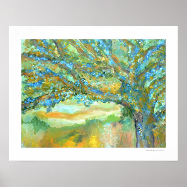 Poster Paysage des arbres Peinture Turquoise verte bleue  (Devant)