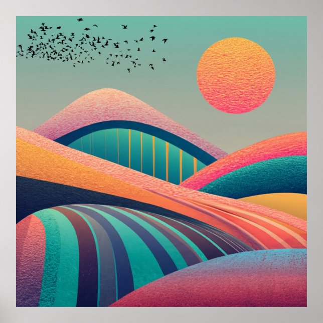 Poster Paysage des collines du Kaleidoscope (Devant)