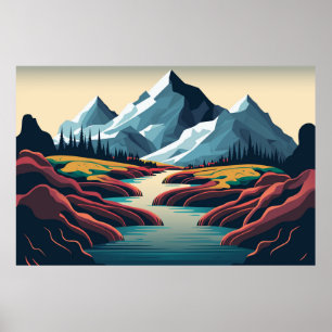Poster Paysage des montagnes