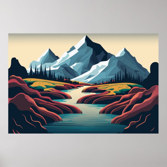 Poster Paysage des montagnes (Devant)