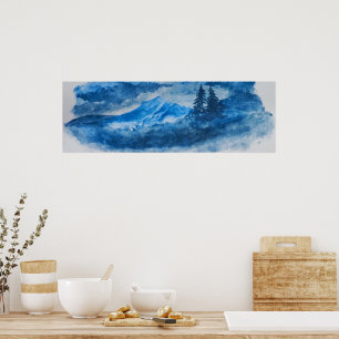 Poster Paysage des monts Polaires et des arbres