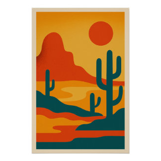 Poster Paysage Désertique Abstrait Moderne