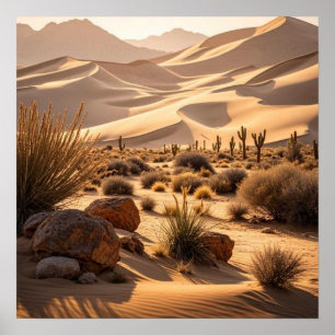 Poster Paysage désertique au coucher du soleil