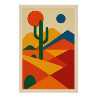 Poster Paysage Désertique Géométrique Moderne