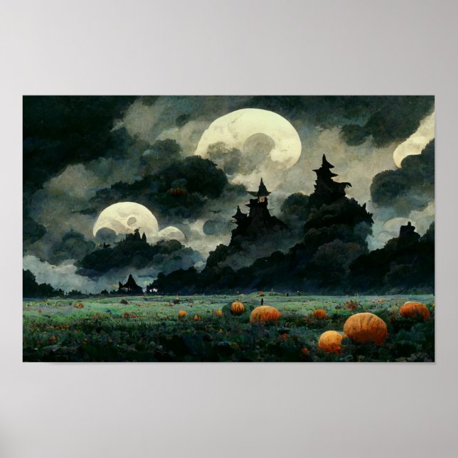 Poster Paysage d'Halloween éffrayant (Devant)