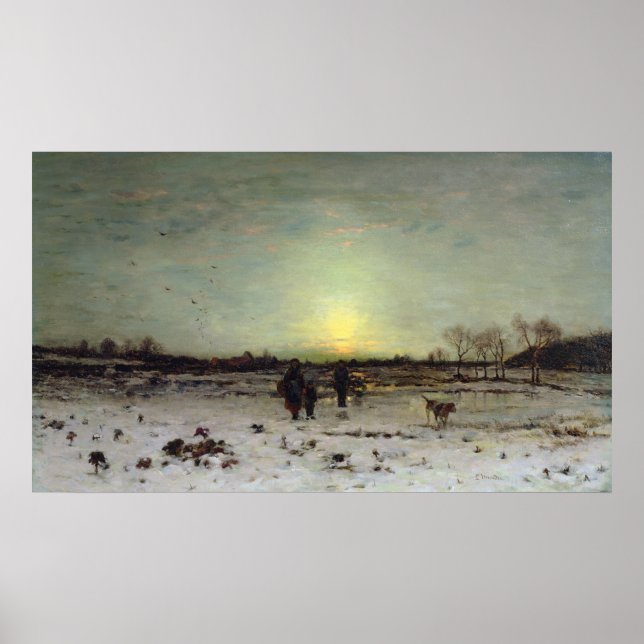Poster Paysage d'hiver au coucher du soleil (Devant)