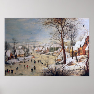 Poster Paysage d'hiver avec Birdtrap, 1601