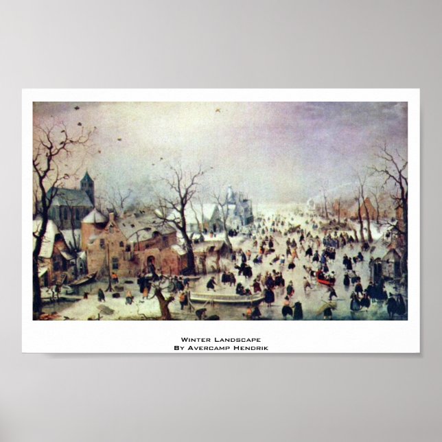 Poster Paysage D'Hiver Par Avercamp Hendrik (Devant)