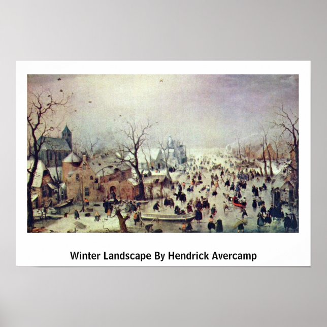 Poster Paysage D'Hiver Par Hendrick Avercamp (Devant)