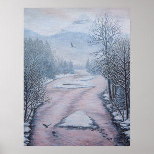 Poster Paysage d'hiver Peinture 9 Eagles Cheakamus River
