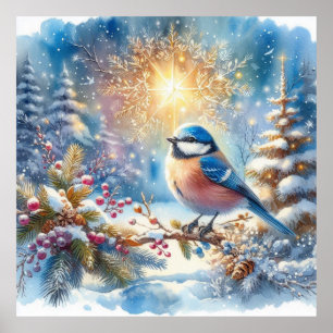 Poster Paysage d'oiseaux et d'hiver 10