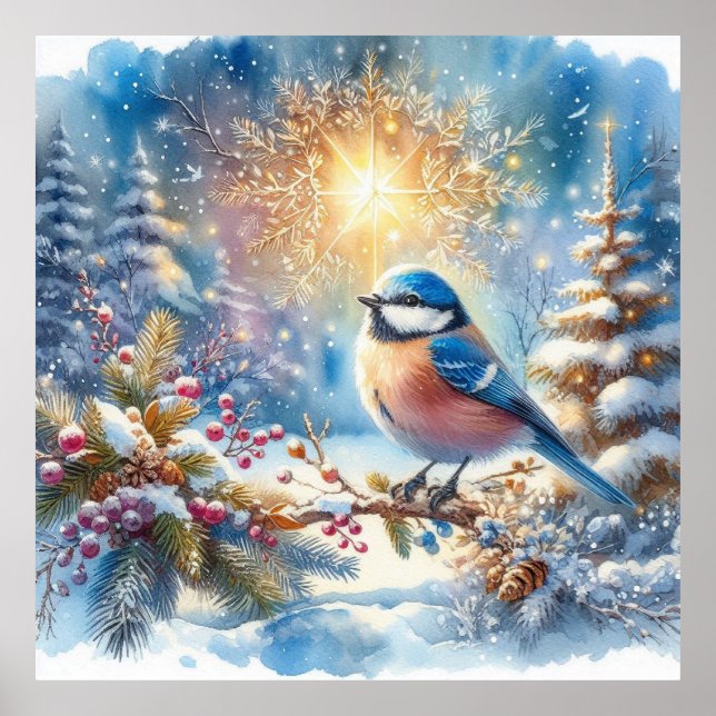 Poster Paysage d'oiseaux et d'hiver 10 (Devant)