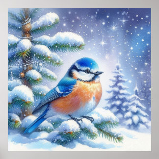 Poster Paysage d'oiseaux et d'hiver 26