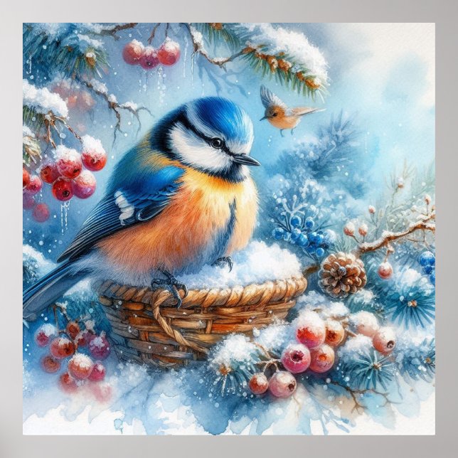 Poster Paysage d'oiseaux et d'hiver 31 (Devant)