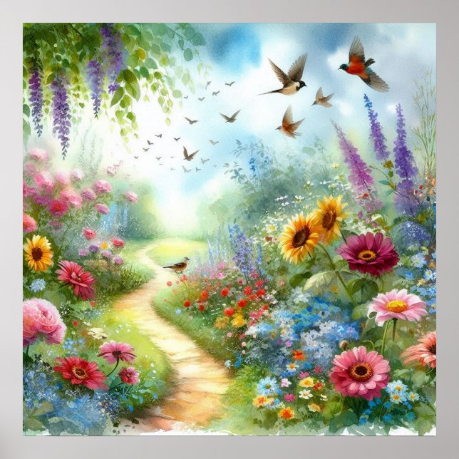 Poster Paysage du chemin de jardin 2 (Devant)