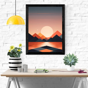 Poster Paysage du coucher de soleil géométrique