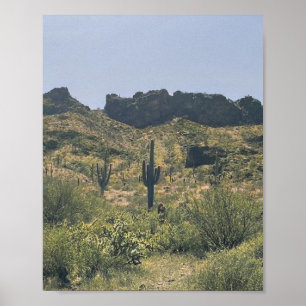 Poster Paysage du désert de l'Arizona vintage Saguaro Cac