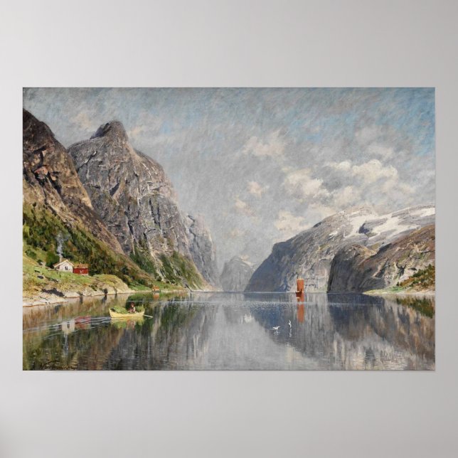 Poster Paysage du fjord norvégien (Devant)