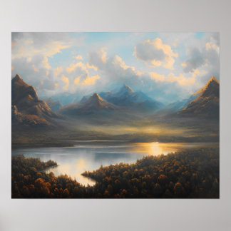Poster Paysage du lac de montagne - paysage art