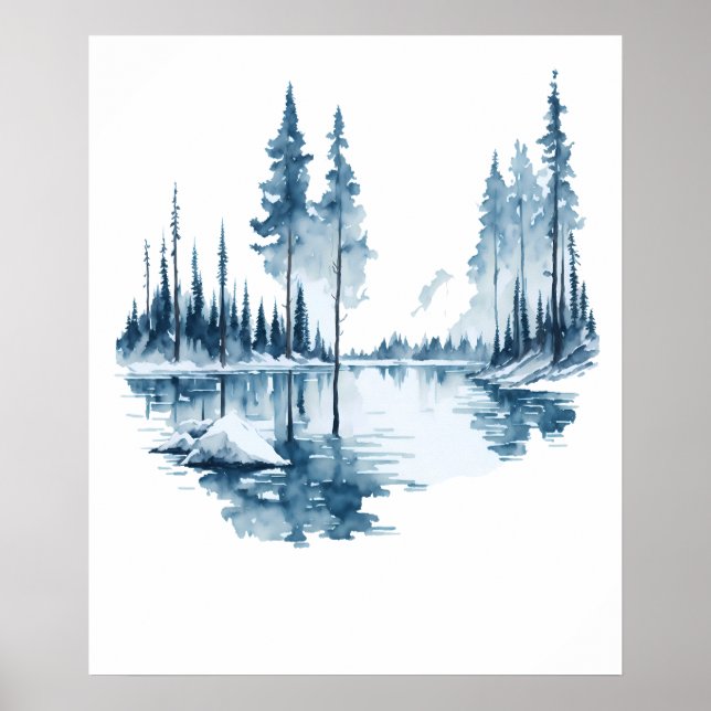 Poster Paysage du lac d'hiver (Devant)