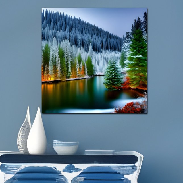 Poster Paysage du lac Snowy Mountain (Créateur téléchargé)