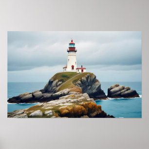 Poster Paysage du phare Côte Océan Calme Paysage
