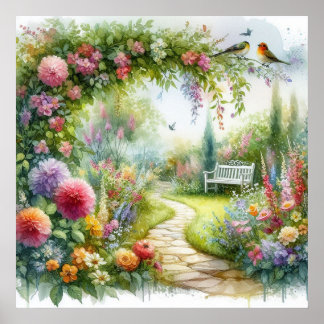 Poster Paysage du sentier du jardin 6