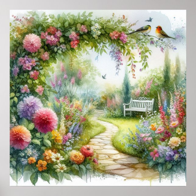 Poster Paysage du sentier du jardin 6 (Devant)