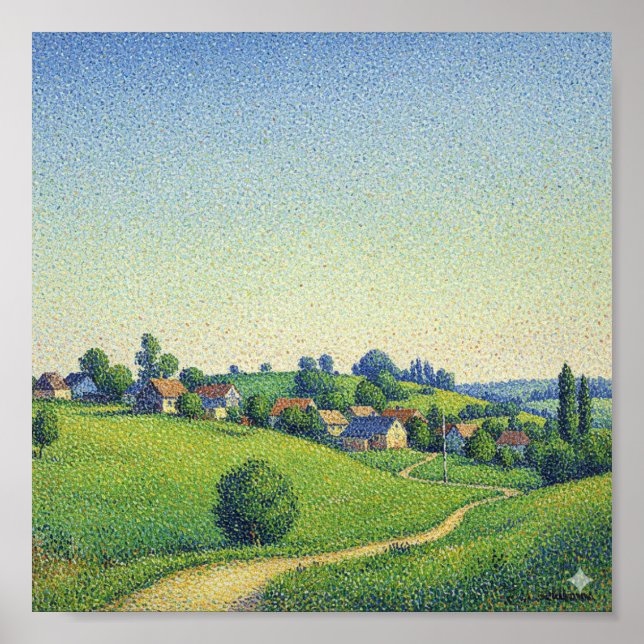 Poster Paysage du village de Pointillism (Devant)