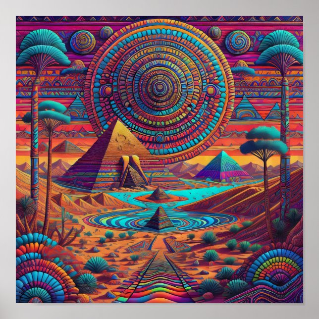 Poster Paysage égyptien psychédélique (Devant)