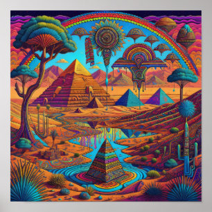 Poster Paysage égyptien psychédélique