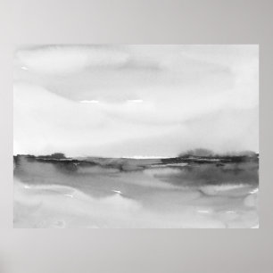 Poster Paysage en aquarelle noir et blanc 2