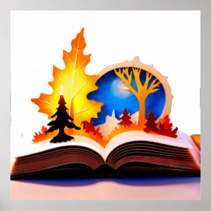 Poster Paysage en papier imaginatif en volume