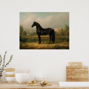 Poster Paysage équestre de cheval de style vintage