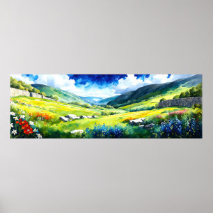 Poster Paysage étendu "Fielddale" Yorkshire Dales Scène
