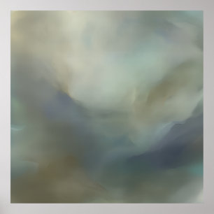 Poster Paysage éthéré abstrait de vagues de bleu sarcelle