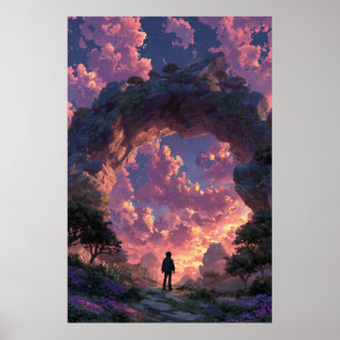 Poster Paysage fantastique de l'archer au coucher du sole