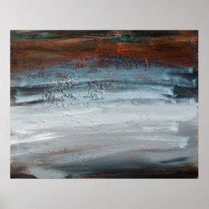 Poster Paysage foncé Acrylique Abstraite sur toile