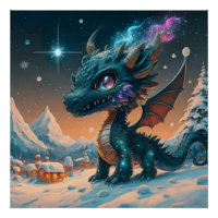 Paysage hivernal de Chibi Dragon mystique