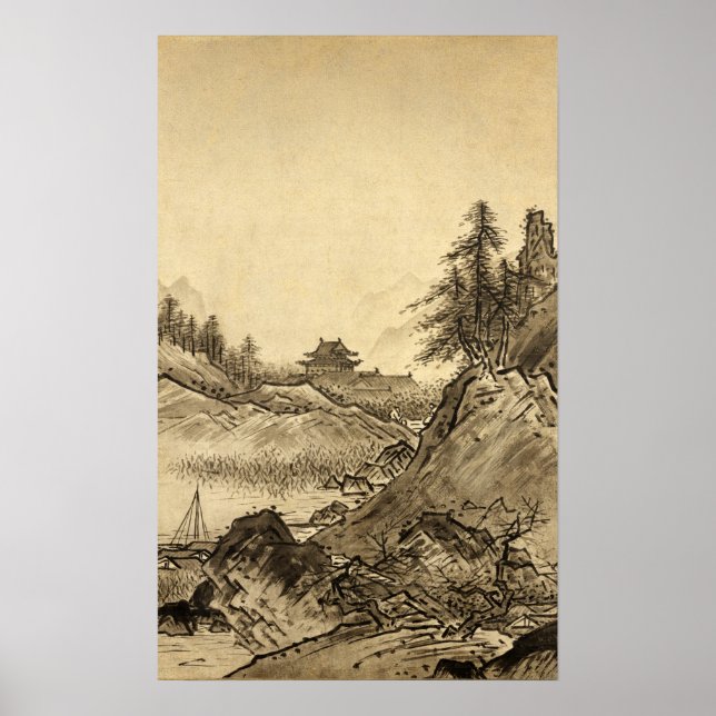 Poster Paysage hivernal Sesshu Toyo. (Devant)