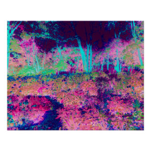Poster Paysage Impressionniste Violet et Rose Chaud