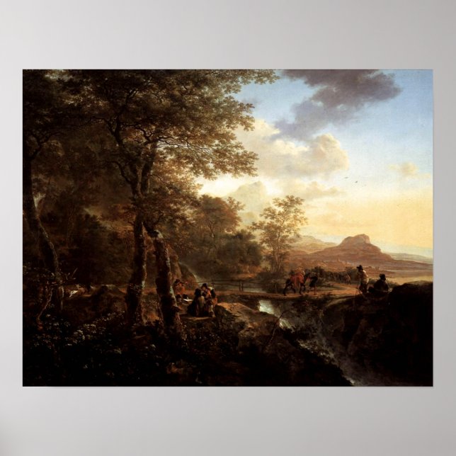 Poster Paysage italien avec rédacteurs (Devant)